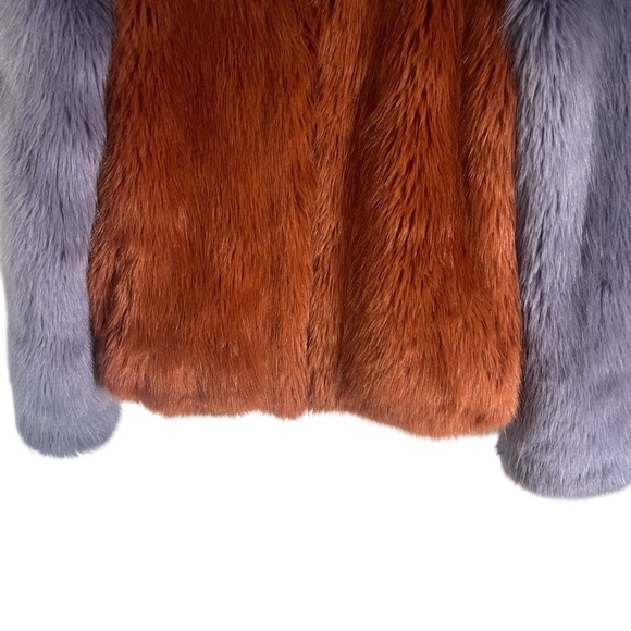 LPA *Celebrity Favorite* Faux Fur Color Block Jacket 413 in Rust & Lilac - Picture 11 of 16